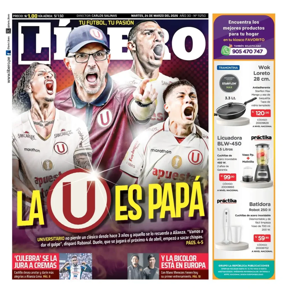 Diario Líbero portada hoy martes